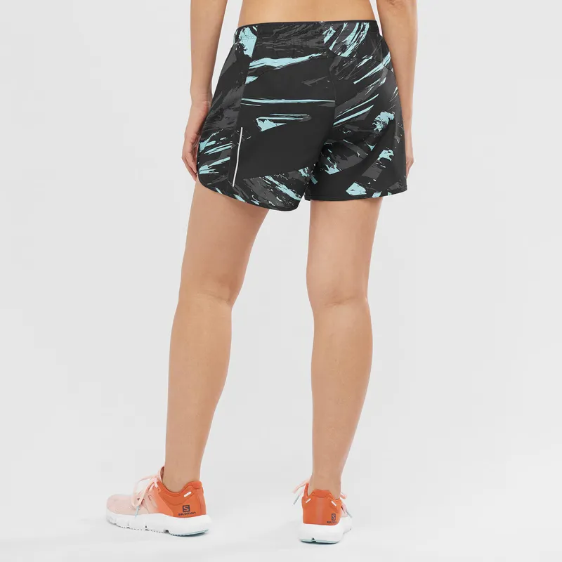 Salomon Agile Women's Running Shorts in Crystal Blue/AO/Black-2