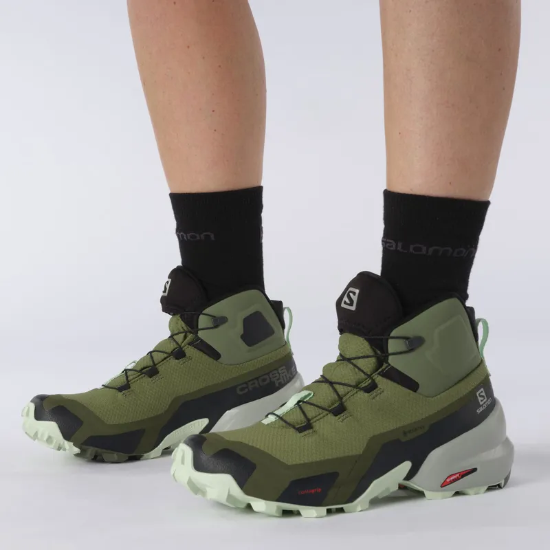 Salomon Cross Hike Mid GTX Women's Fast Hike Boot in Olivine/Olive Night/Spray-5