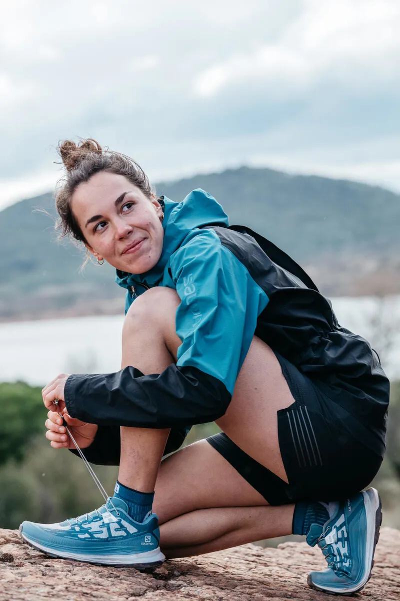 Salomon Ultra Glide Women's Trail Running Shoe in Bluestone/Pearl Blue/Ebony-6