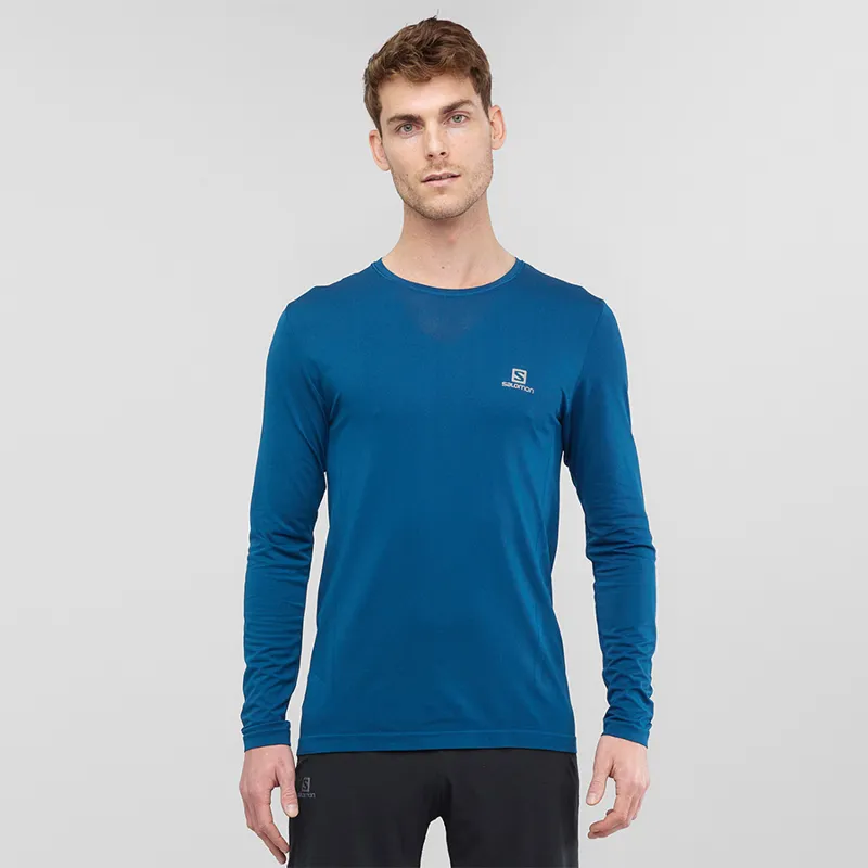 Salomon Sense Mens Long Sleeve Tee in Poseidon-1