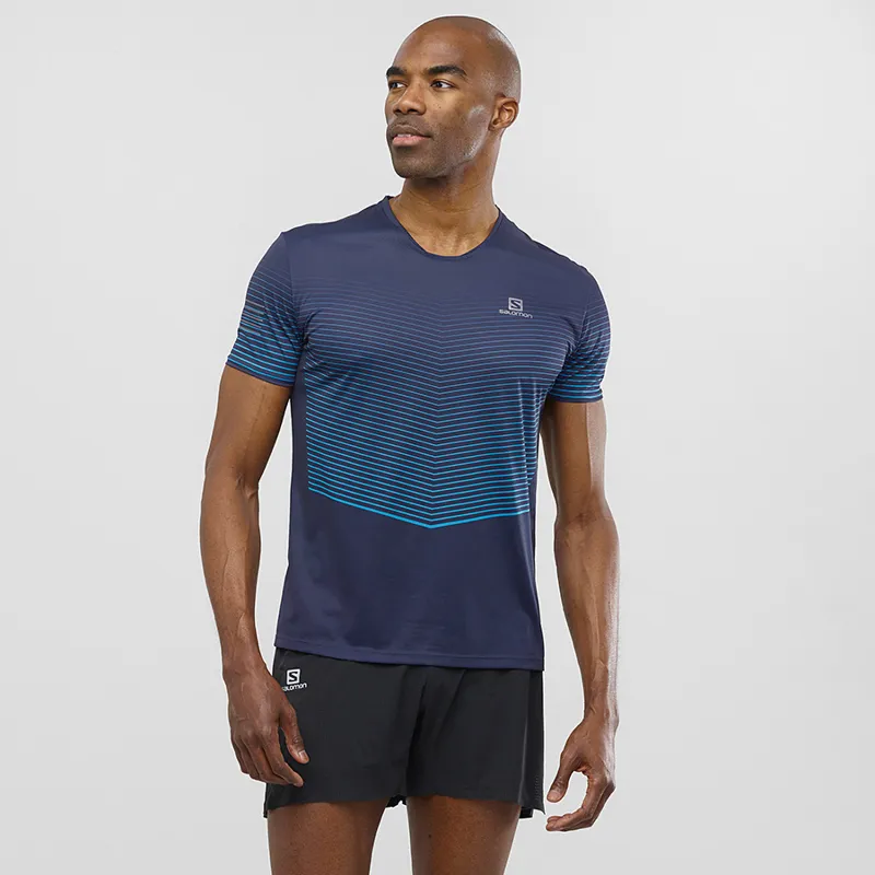 Salomon Mens Sense Tee in Night Sky/Fjord Blue-1