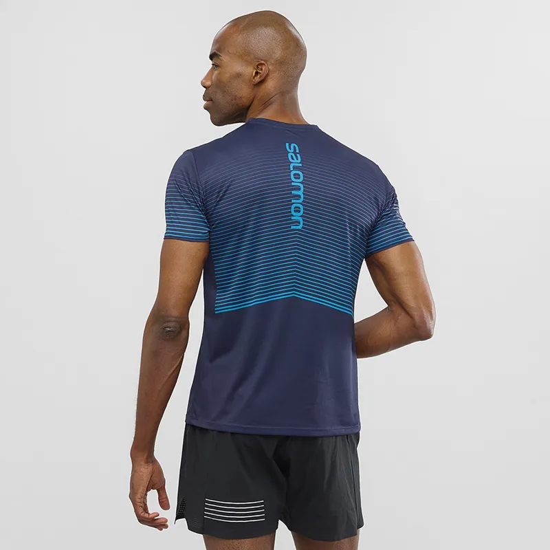 Salomon Mens Sense Tee in Night Sky/Fjord Blue-2