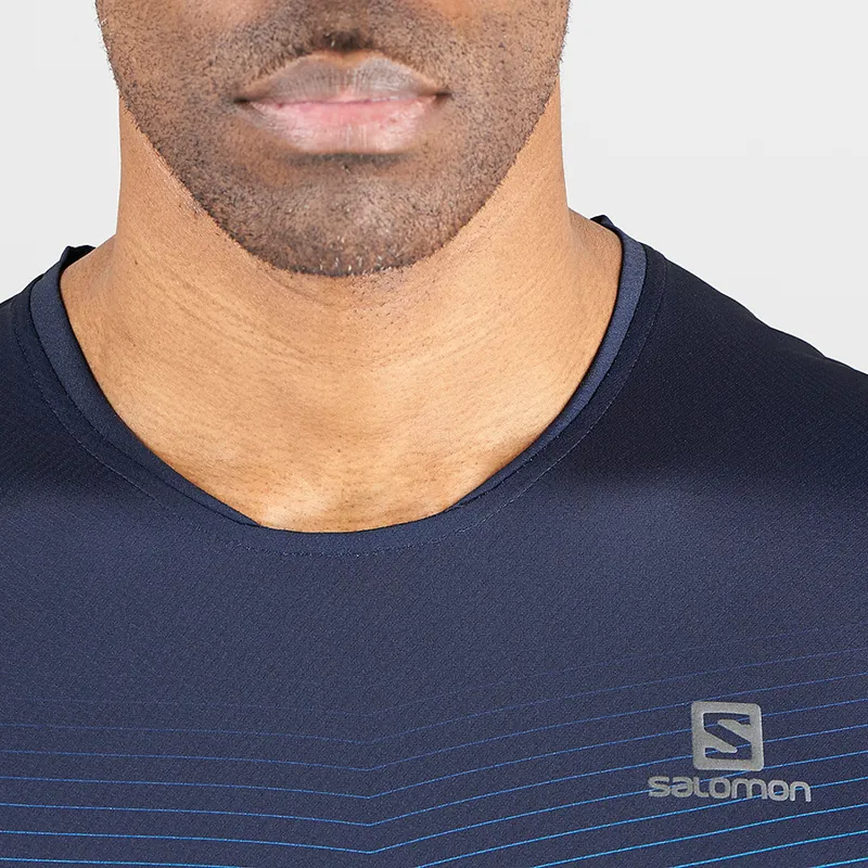 Salomon Mens Sense Tee in Night Sky/Fjord Blue-3