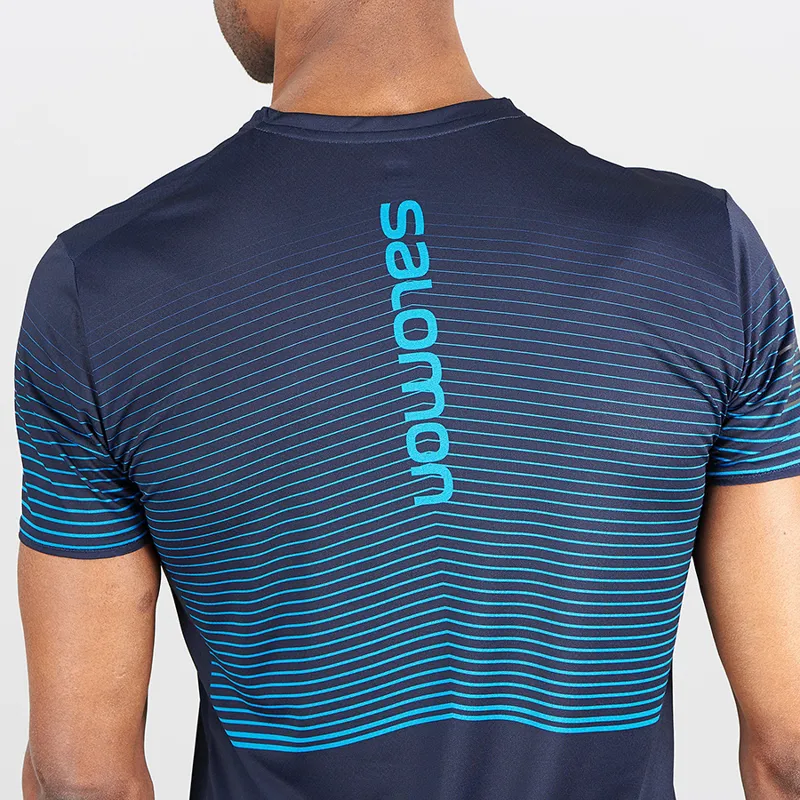 Salomon Mens Sense Tee in Night Sky/Fjord Blue-4