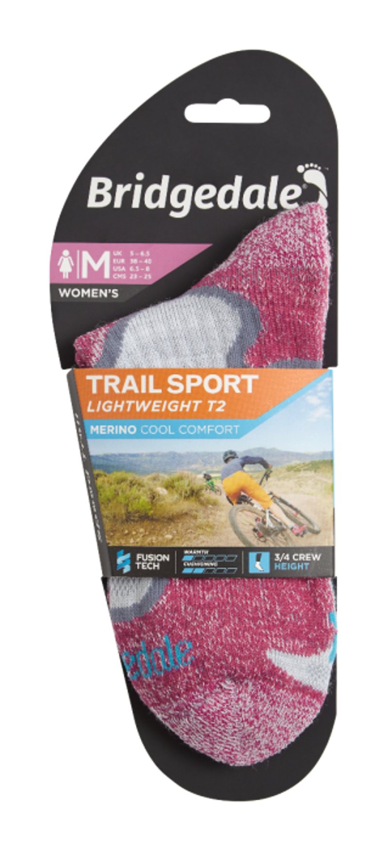 Bridgedale Trail Sport LW T2 3/4 Socks Female in Dusty Pink-2