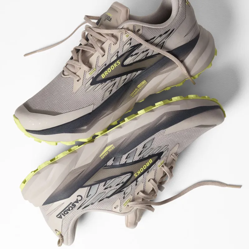 Brooks Cascadia 19 Men's Trail Running Shoe in Red Chateau/Ebony/Sunny Lime-2