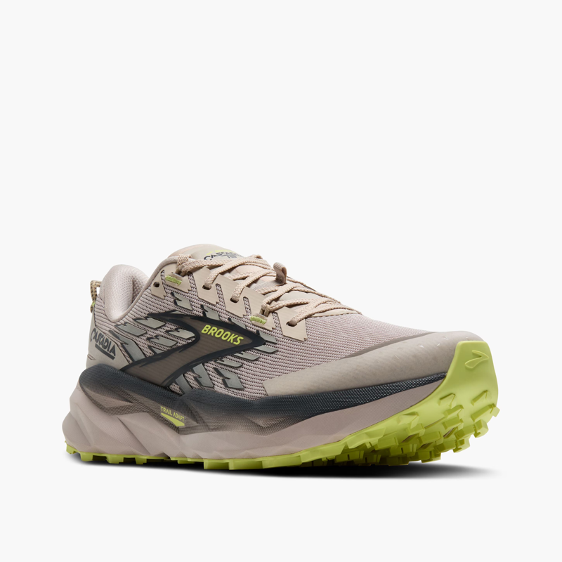 Brooks Cascadia 19 Men's Trail Running Shoe in Red Chateau/Ebony/Sunny Lime-5