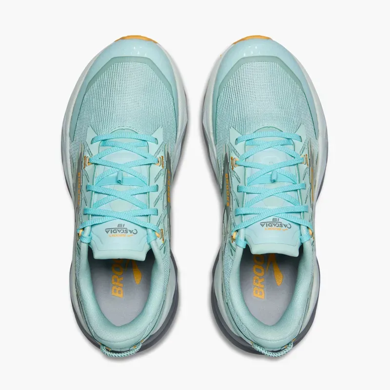 Brooks Cascadia 19 Women's Trail Running Shoe in Clearwater/Primer Grey/Apricot-1