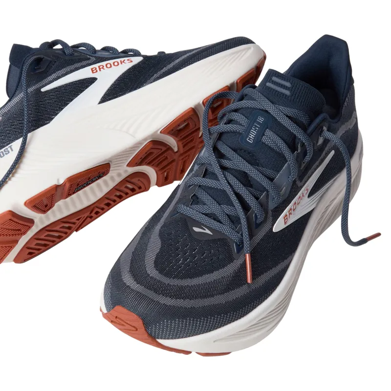 Brooks Ghost 18 Men's Road Running Shoe in Navy Blazer/Red Earth/Blue-4