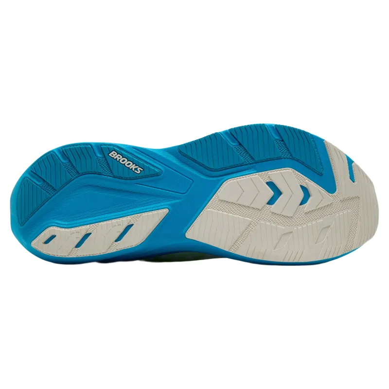 Brooks Ghost Amp Men's Road Running Shoe in White/Blue/Paradise Green-2