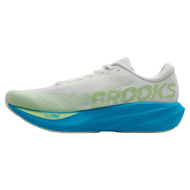 Brooks Ghost Amp Men's Road Running Shoe in White/Blue/Paradise Green-3
