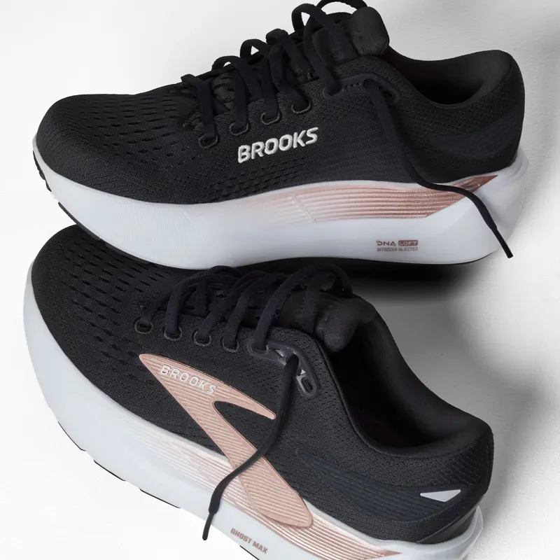 Brooks Ghost Max 3 Women's Road Running Shoes in Black/Black/Rose Gold-1