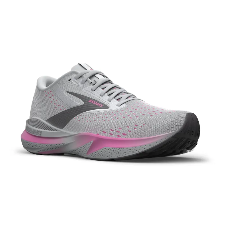 Brooks Adrenaline GTS 24 Women's Road Running Shoe in Oyster/Excalibur/Pink-1