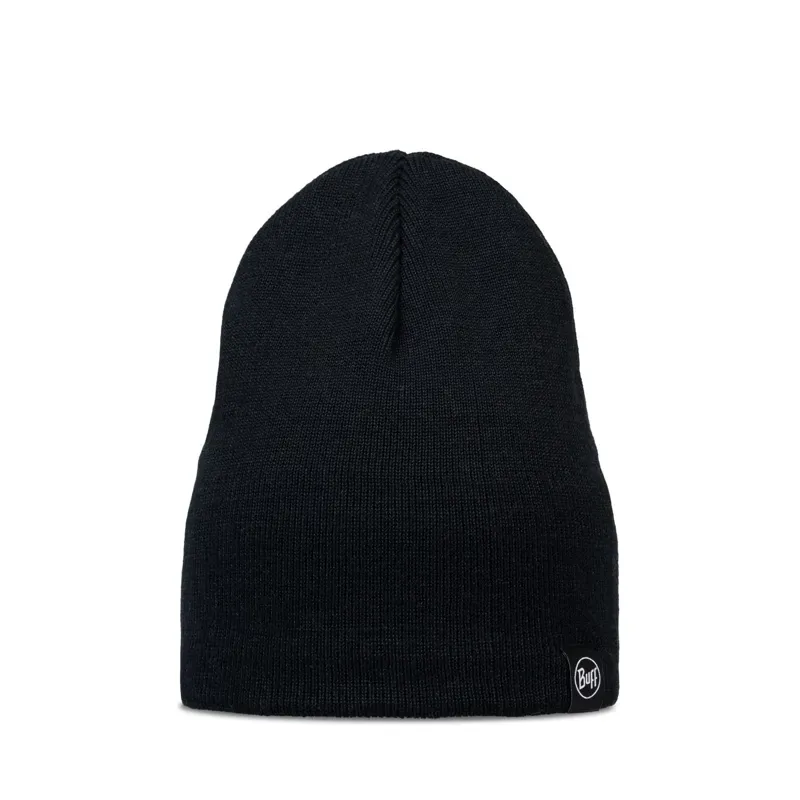 Buff Lilon Short Knitted and Polar Beanie in Black
