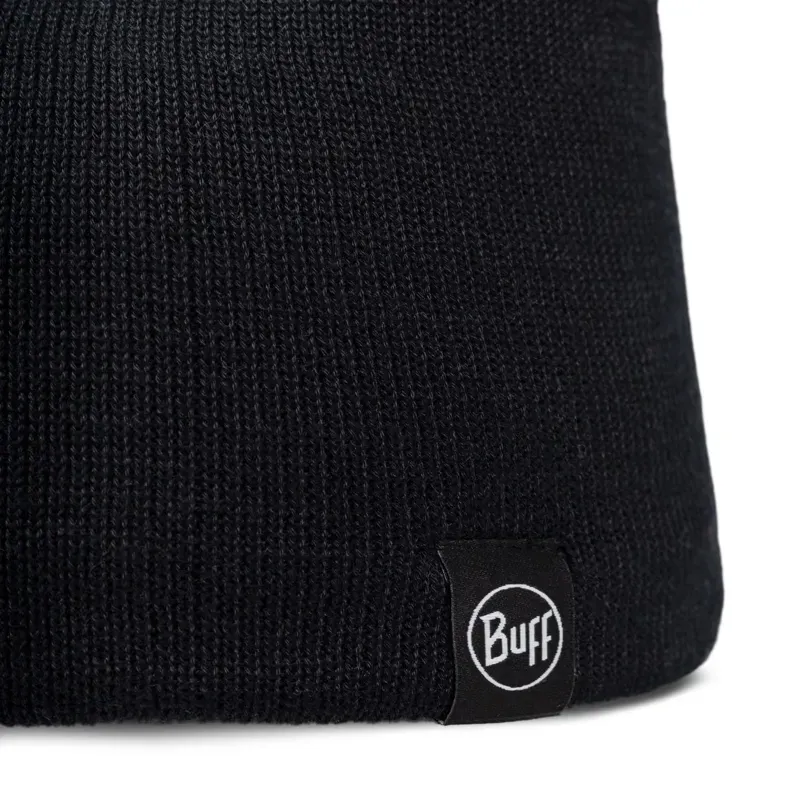 Buff Lilon Short Knitted and Polar Beanie in Black-1