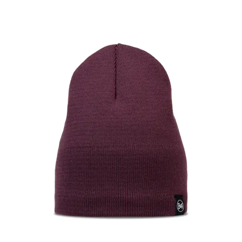 Buff Lilon Short Knitted and Polar Beanie in Burgundy