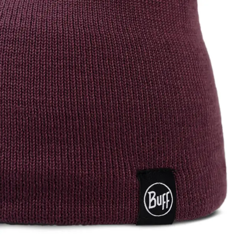 Buff Lilon Short Knitted and Polar Beanie in Burgundy-1