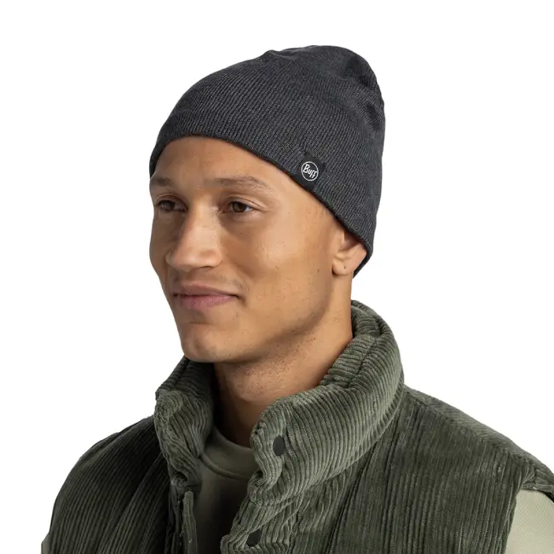 Buff Lilon Short Knitted and Polar Beanie in Grey Heather-3