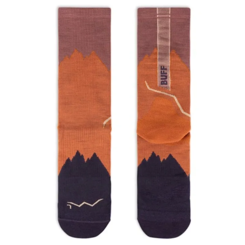 Buff Merino Lightweight Wool Crew Running Sock in Ginger-1