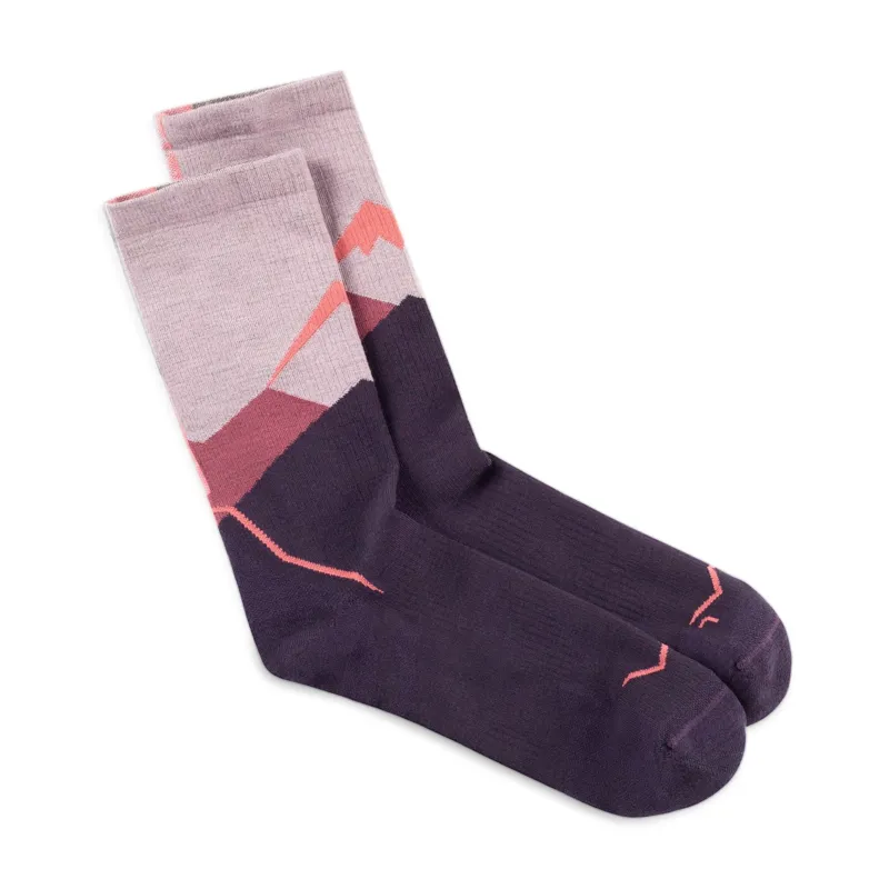Buff Merino Lightweight Wool Crew Running Sock in Pink-1