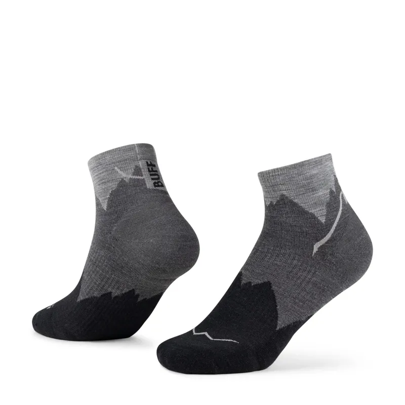 Buff Merino Lightweight Wool Quarter Running Sock in Black