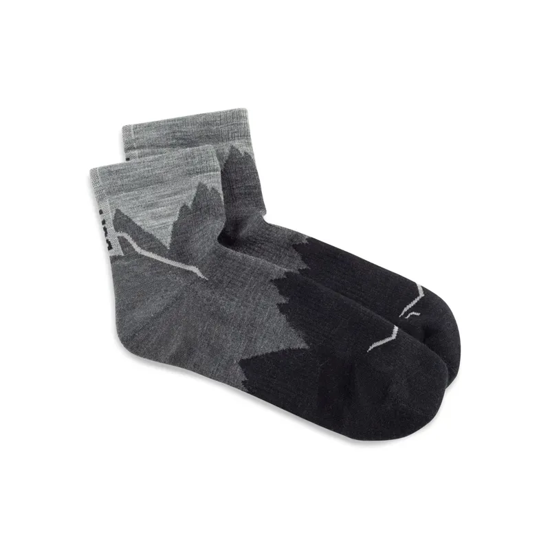Buff Merino Lightweight Wool Quarter Running Sock in Black-1