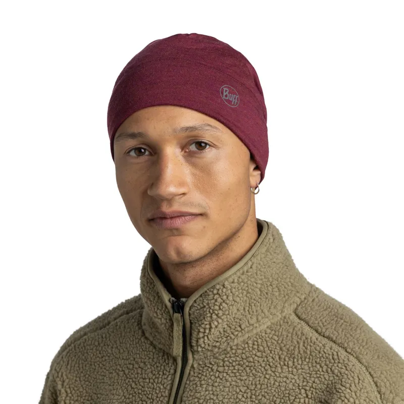 Buff Merino Midweight Beanie in Tibetan Red-3
