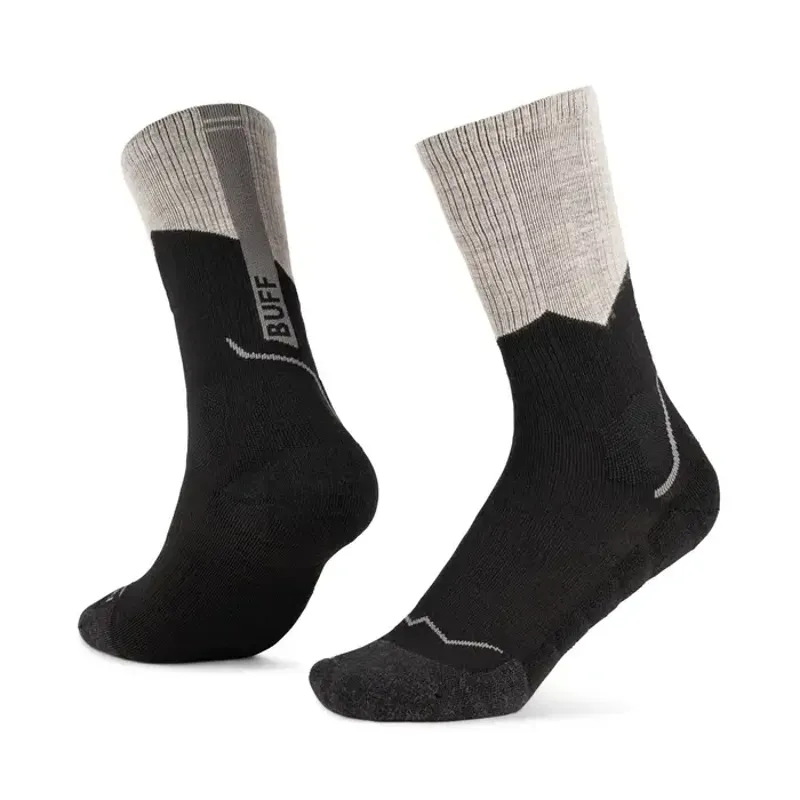 Buff Merino Midweight Crew Running Sock in Black