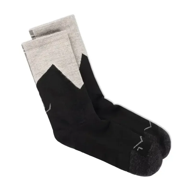 Buff Merino Midweight Crew Running Sock in Black-1