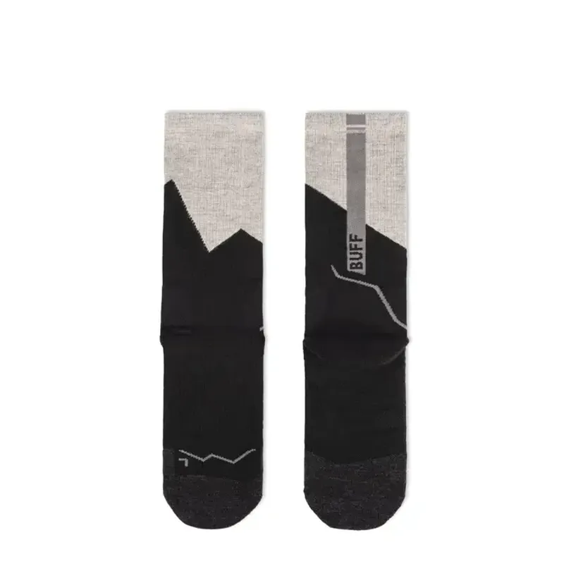 Buff Merino Midweight Crew Running Sock in Black-2