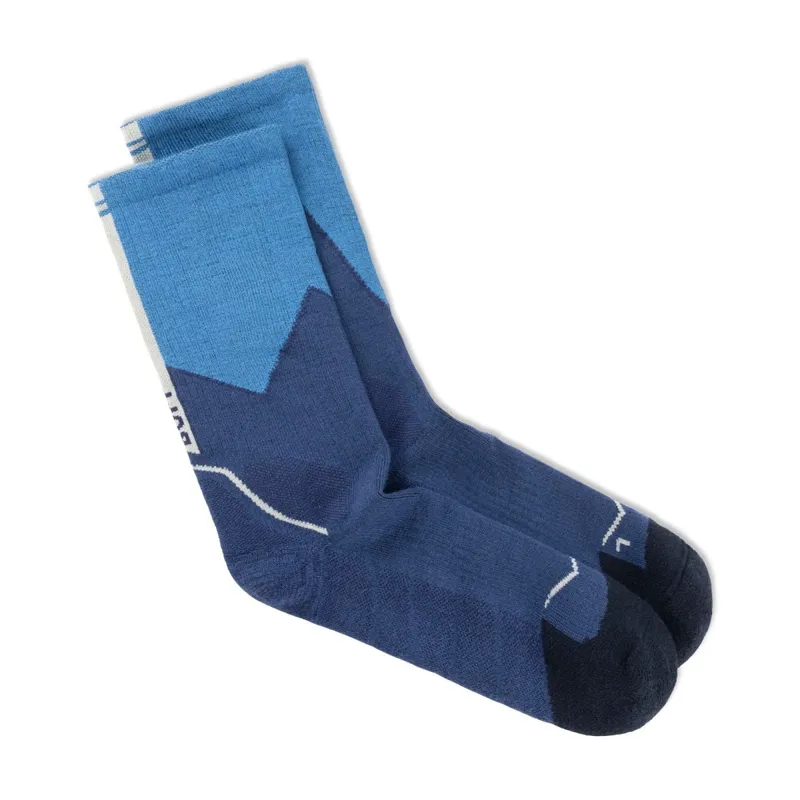 Buff Merino Midweight Crew Running Sock in Blue-1