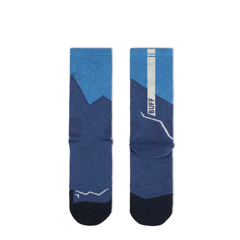 Buff Merino Midweight Crew Running Sock in Blue-2