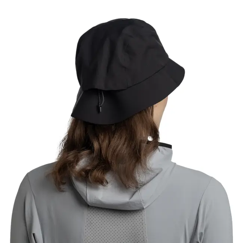 Buff Rain Bucket Hat in Solid Black-3