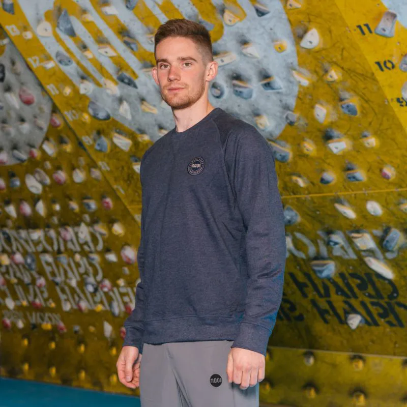 Moon Men's Crew Neck Sweater in Indigo Marl-2