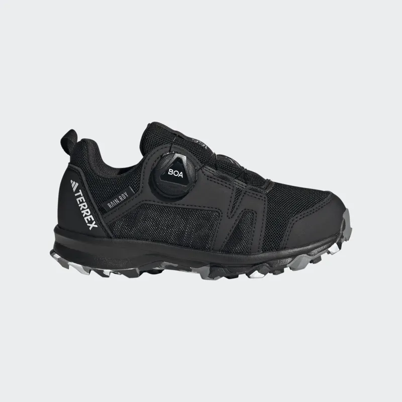 adidas Terrex Agravic Boa RAIN.RDY Kid's Trail Running/Walking Shoe in Core Black/Cloud White/Grey Three