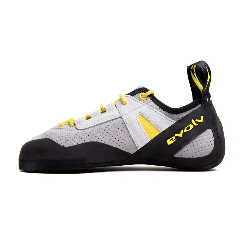 Evolv Defy Lace Climbing Shoe in Fog Gray/Banana-1