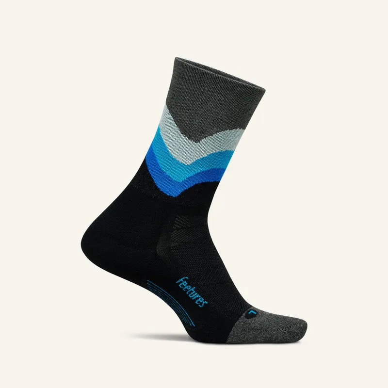 Feetures Elite Light Cushion Mini Crew Running Sock in Black Swell