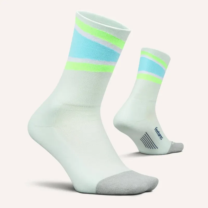 Feetures Elite Light Cushion Mini Crew Running Sock in Mint Bounce-1