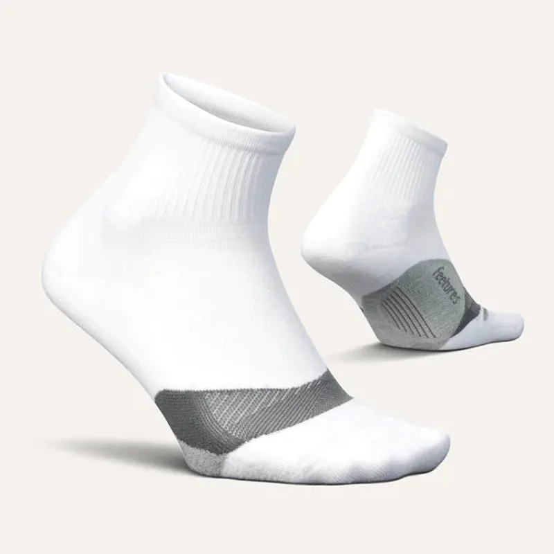 Feetures Elite Light Cushion Quarter Women's Running Sock in White-1