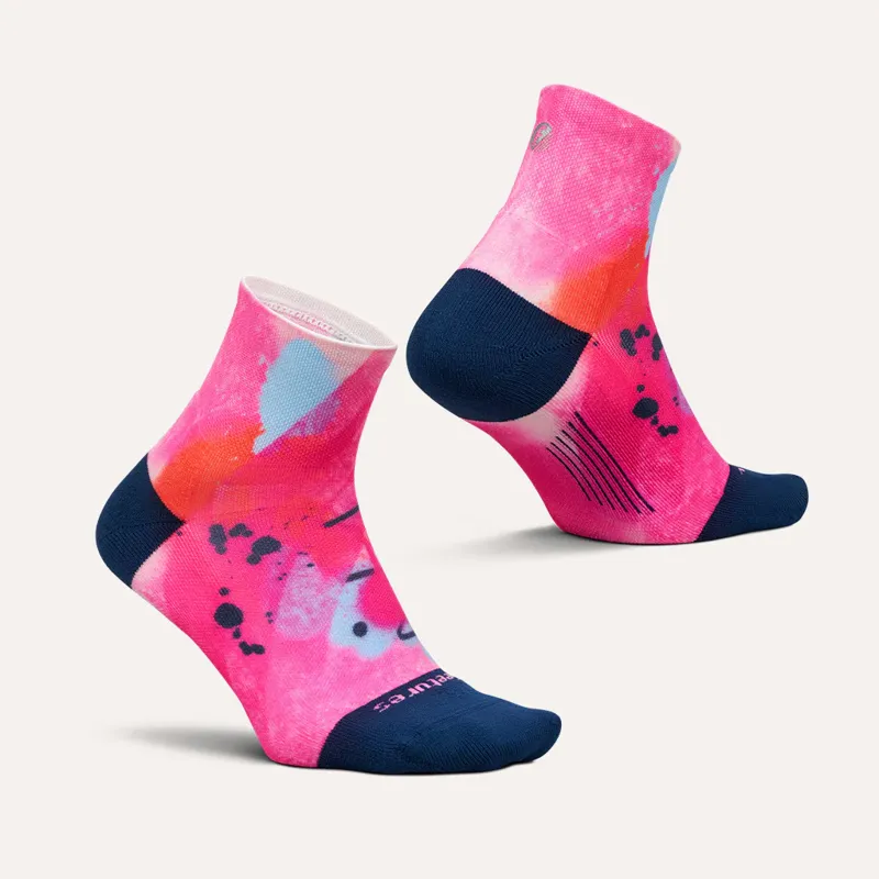 Feetures Elite Light Cushion Quarter International Womens Day Running Sock in Feminine Grit-1
