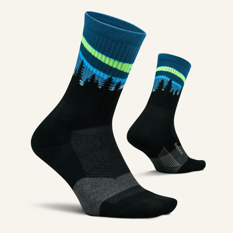 Feetures Trail Max Cushion Mini Crew Running Socks in Blue Aurora -1