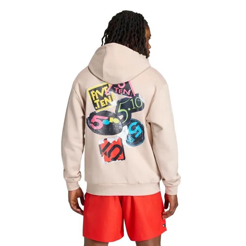 adidas Five Ten Logo Sticker Graphic Hoodie in Wonder Taupe-2