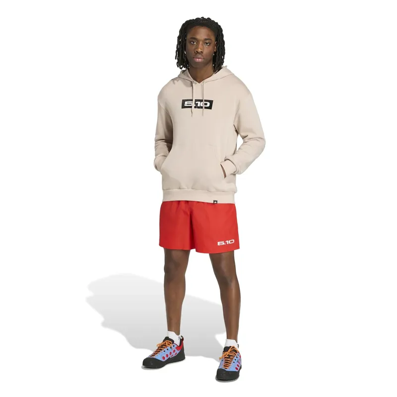 adidas Five Ten Logo Sticker Graphic Hoodie in Wonder Taupe-4