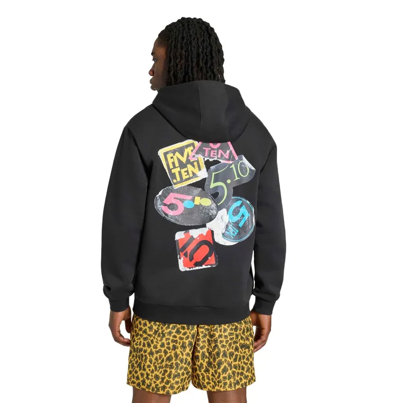 adidas Five Ten Logo Sticker Graphic Hoodie in Black-2