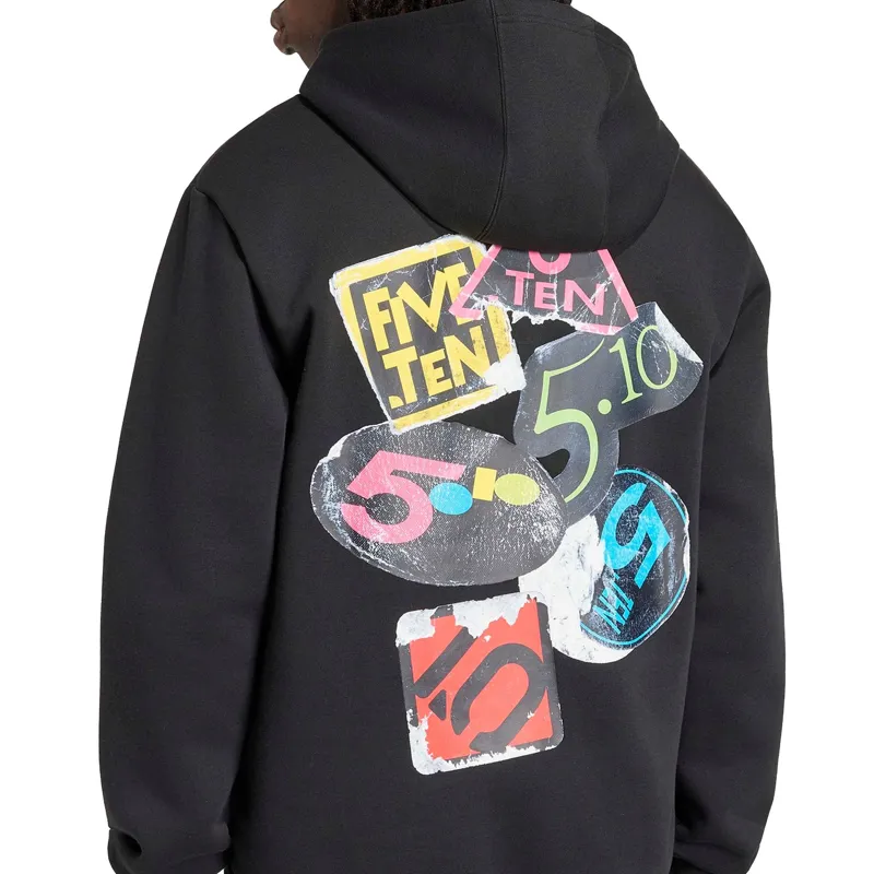 adidas Five Ten Logo Sticker Graphic Hoodie in Black-3
