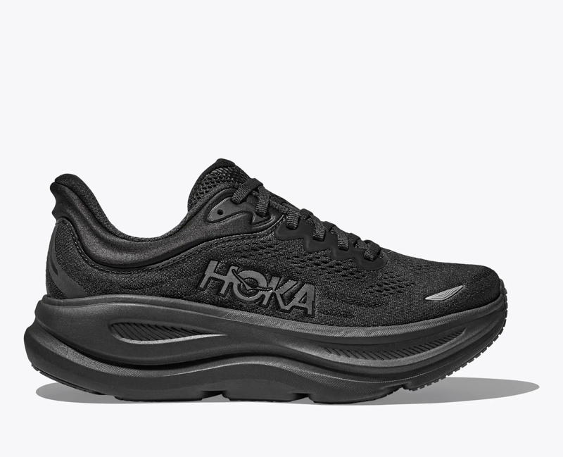 Hoka Bondi 9 Wide Womens Road Running Shoes in Black/Black