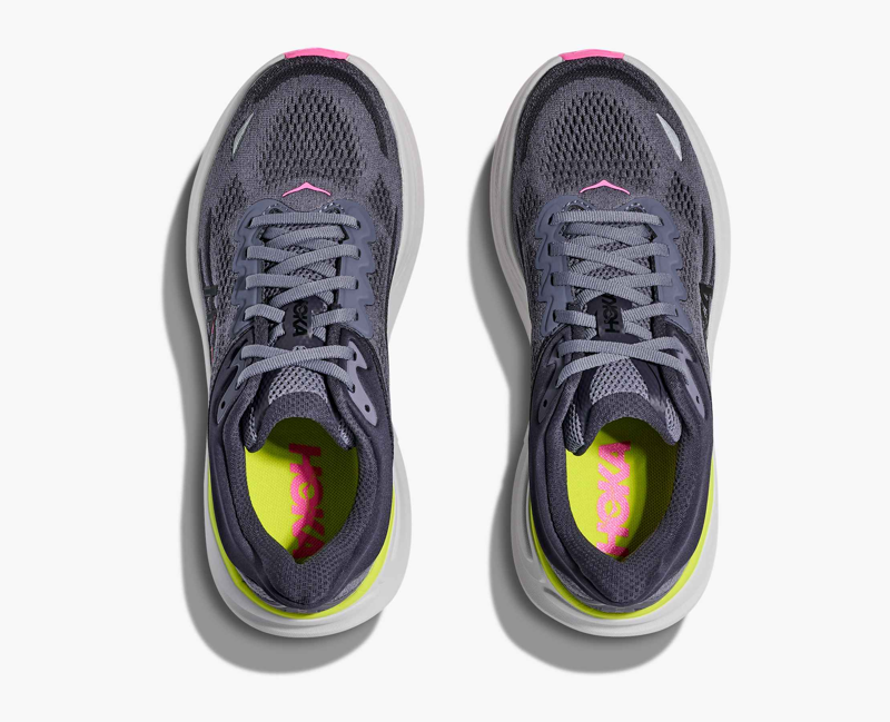 Hoka Bondi 9 Women's Road Running Shoe in Grey Charcoal Grey/Grey Skies-1