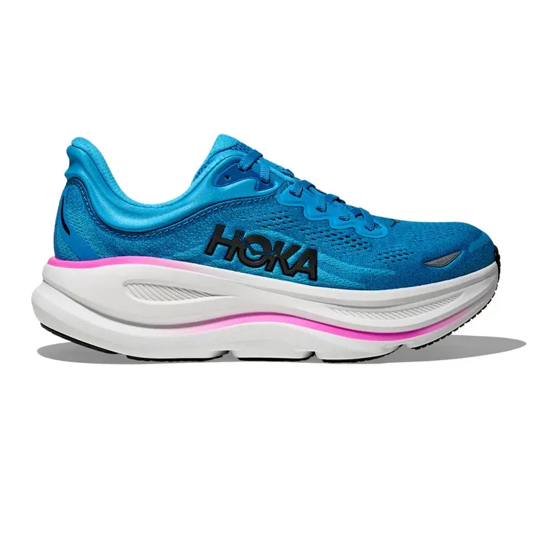 Hoka Bondi 9 Women's Road Running Shoe in Skyward Blue/Neon Fuchsia