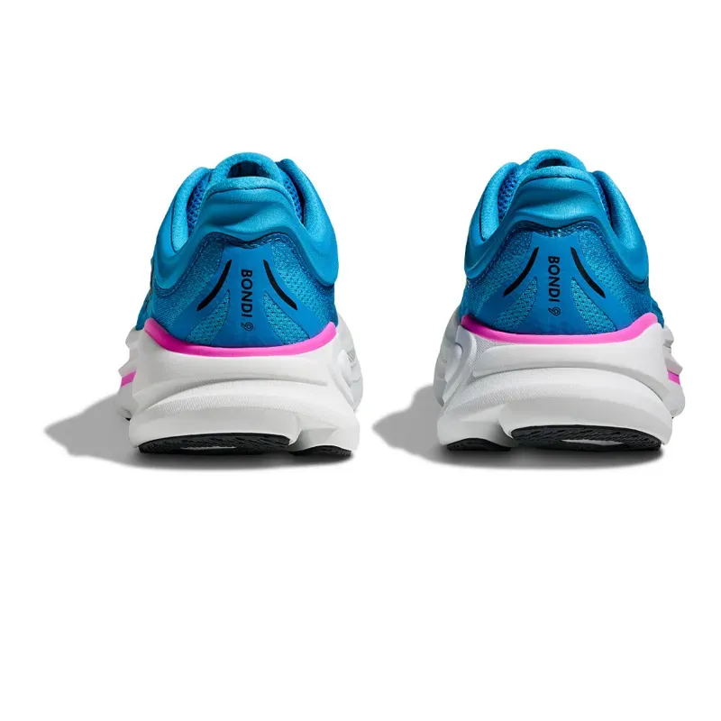Hoka Bondi 9 Women's Road Running Shoe in Skyward Blue/Neon Fuchsia-7