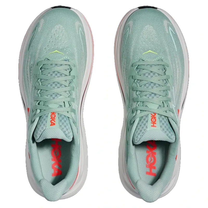 Hoka Clifton 10 Men's Road Running Shoe in Sage/Neon Flame-1